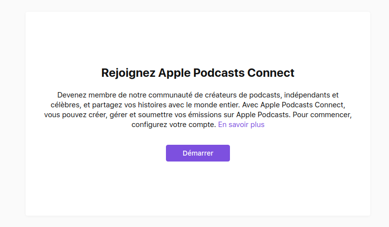 Bienvenue sur Apple Podcasts Connect